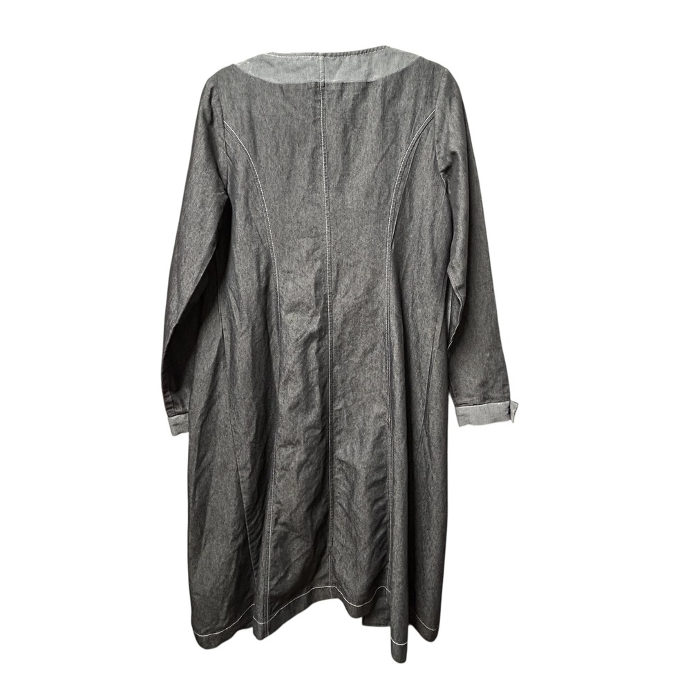 AS-HRO Women's Long Denim Jacket Duster Cardigan Black Gray Size 10 - Picture 6 of 8